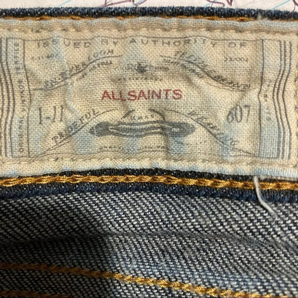 ALL  SAINTS Sz 27 ASHBY Skinny Dark Wash Jeans - Picture 6 of 8